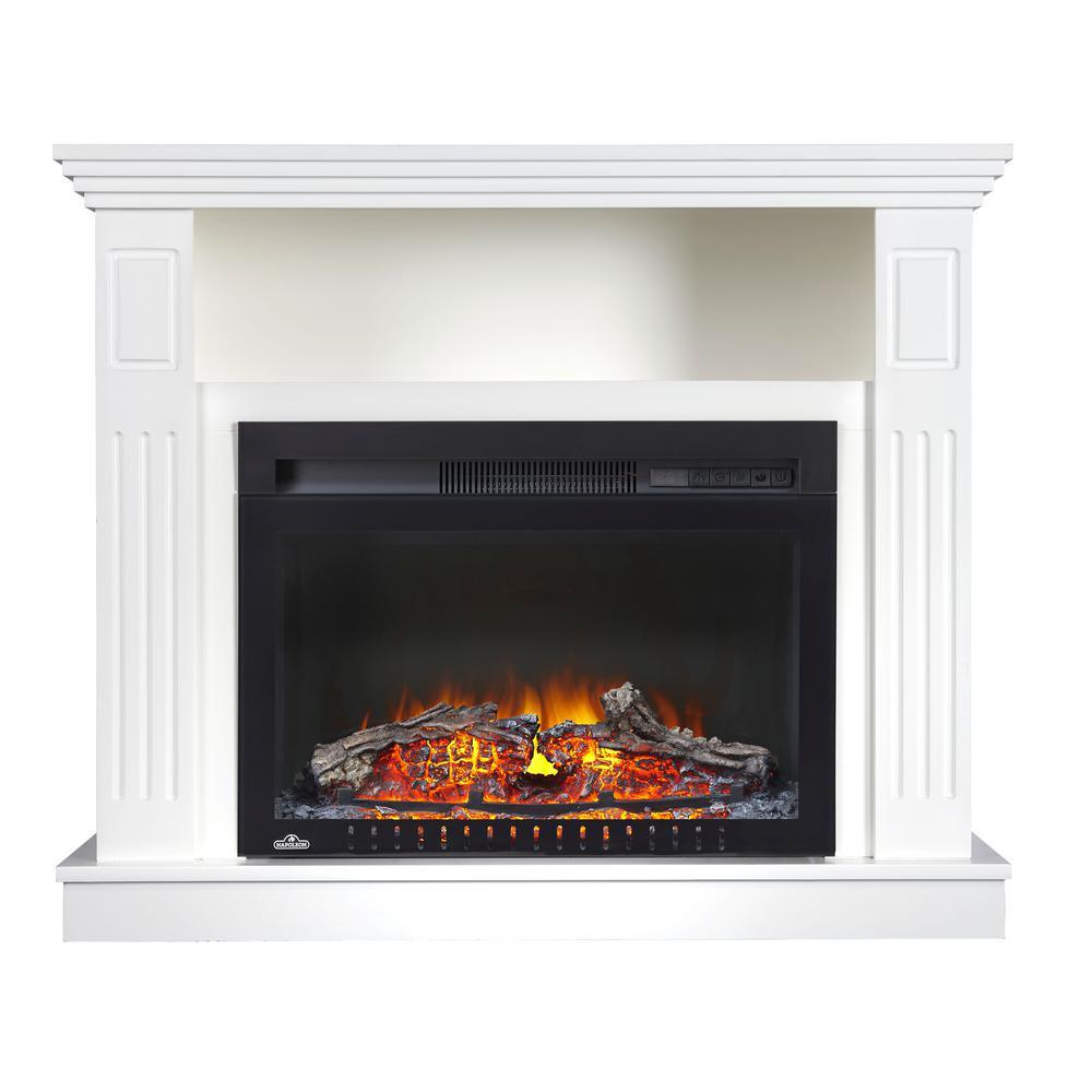 31 in. Freestanding Electric Fireplace TV Stand with Entertainment Center in White