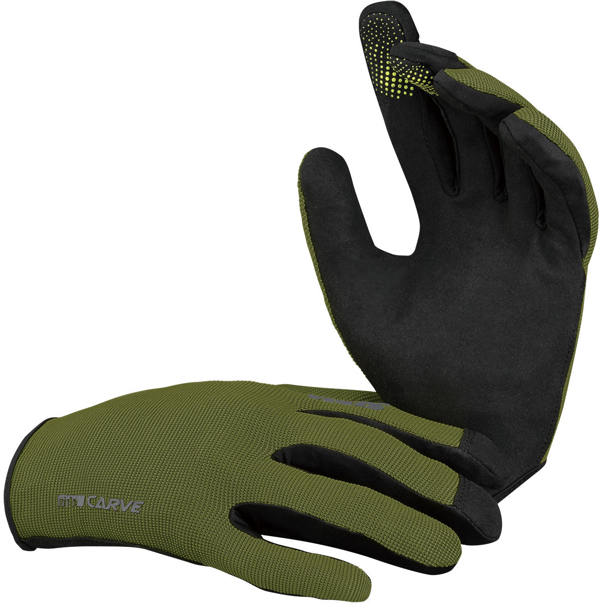 iXS Carve Mens Mountain Bike Full Finger Gloves, Olive Green, Slip On, XX-Large