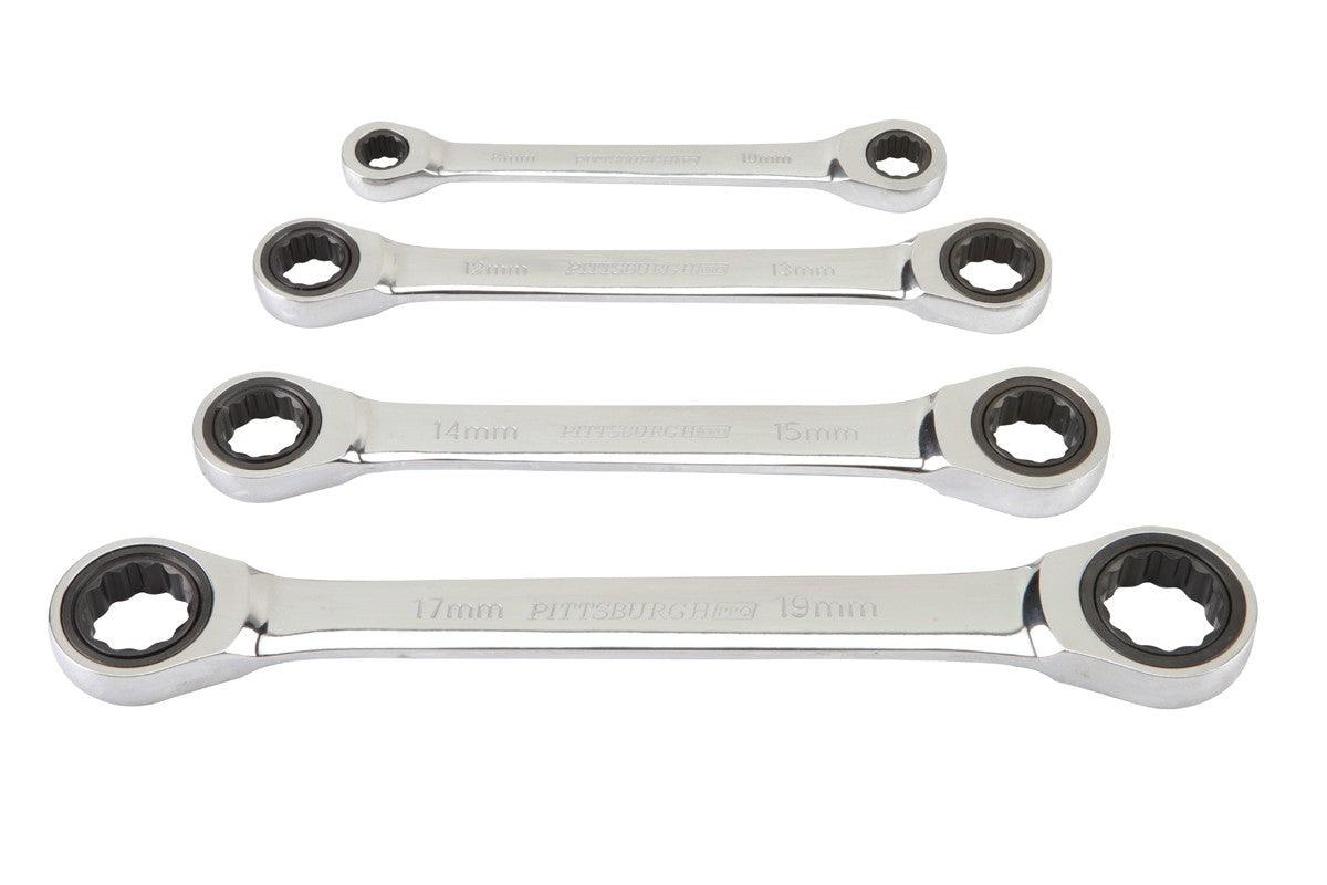 Metric Double Box End Ratcheting Wrench Set, 4 Pc.