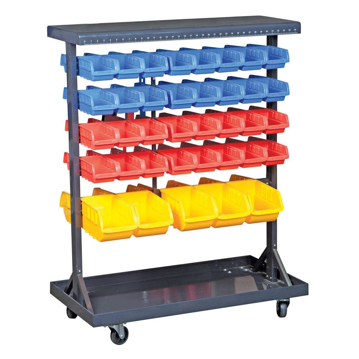 74 Bin Mobile Double-Sided Floor Rack