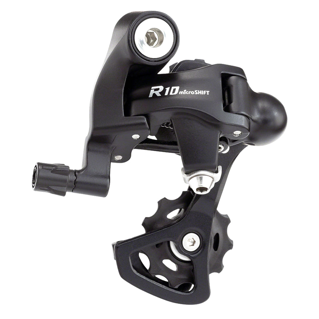 microSHIFT R10 Rear Derailleur - 10 Speed, Short Cage, Shimano Compatible, Black