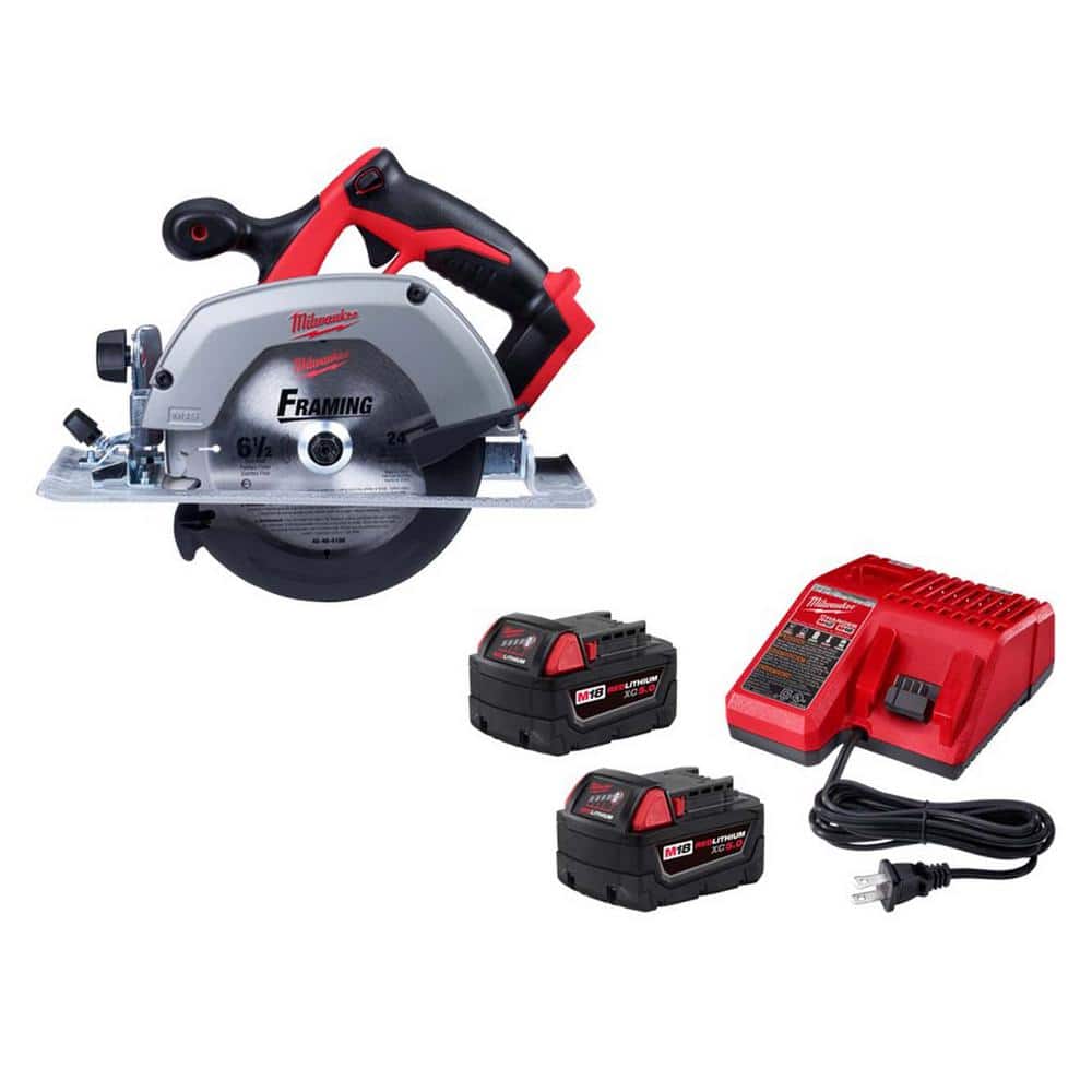 Milwaukee M18 18V Lithium-Ion Cordless 6-1/2 in. Circular Saw w/(2) 5.0Ah Batteries & Charger