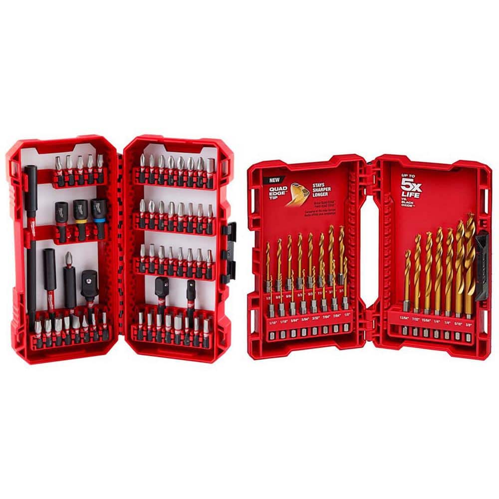 Milwaukee SHOCKWAVE Impact-Duty Alloy Steel Screw Driver Bit Set and Shockwave Titanium Drill Bit Set (78-Piece)
