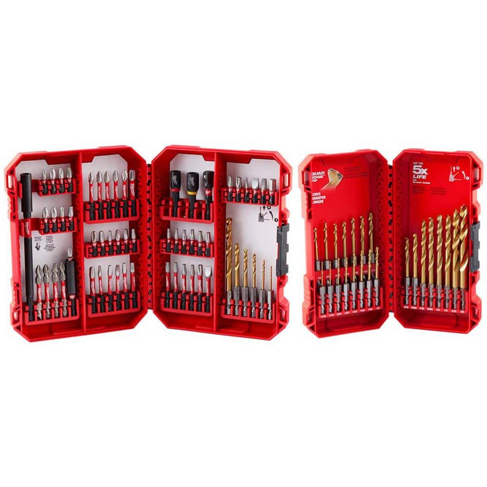 Milwaukee SHOCKWAVE Impact Duty Alloy Steel Screw Driver Bit Set with PACKOUT Accessory Case w/Titanium Drill Bit Set (83-Piece)