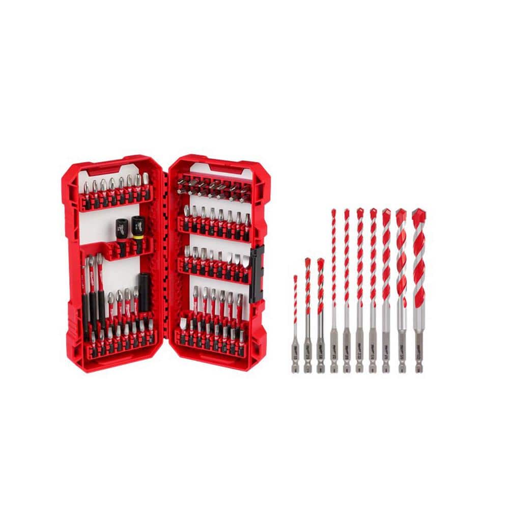 Milwaukee SHOCKWAVE Impact Duty Alloy Steel Screw Driver Bit Set & Carbide Hammer Drill Bit Set (80-Piece)