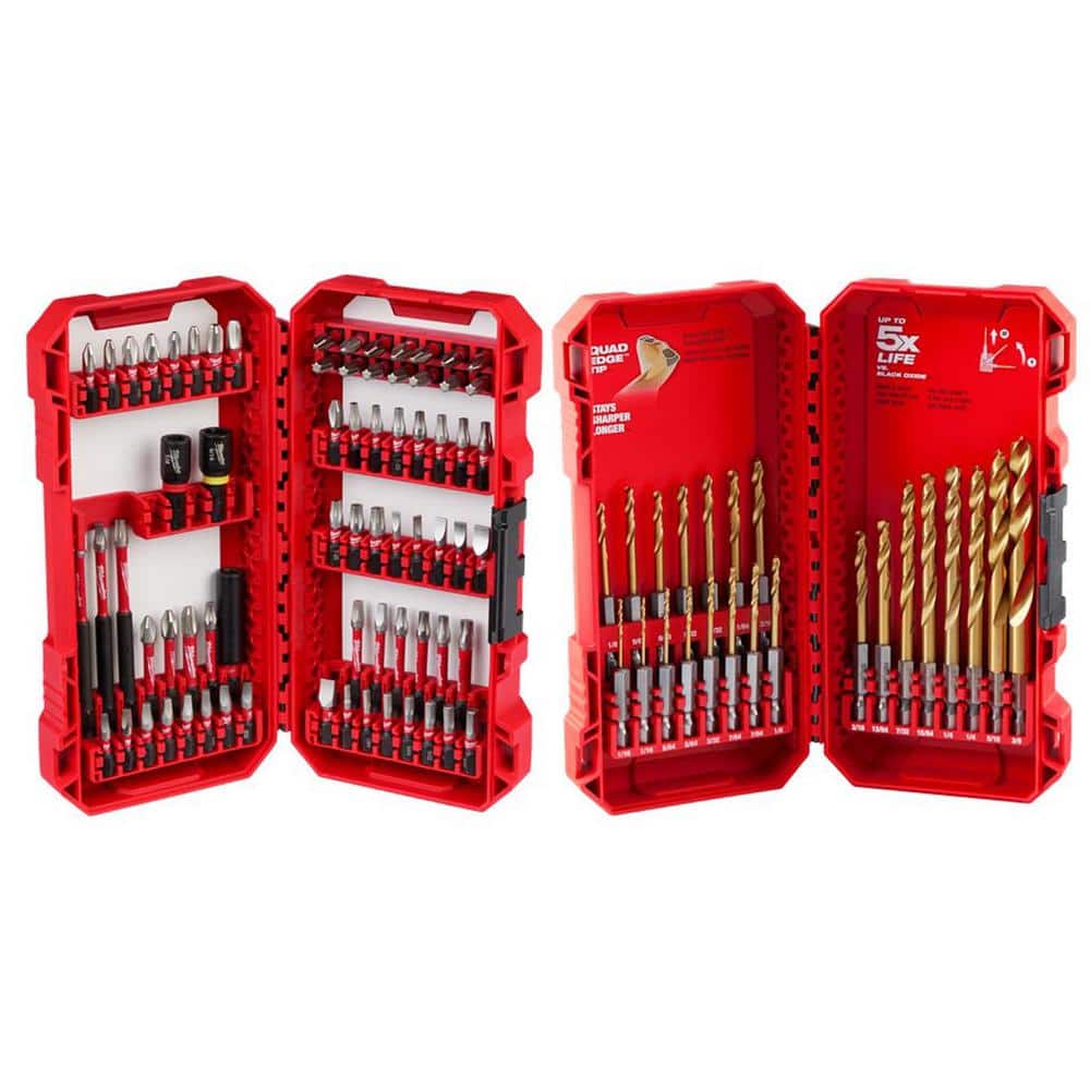 Milwaukee SHOCKWAVE Impact Duty Alloy Steel Screw Driver Bit Set & Titanium Drill Bit Set (93-Piece)