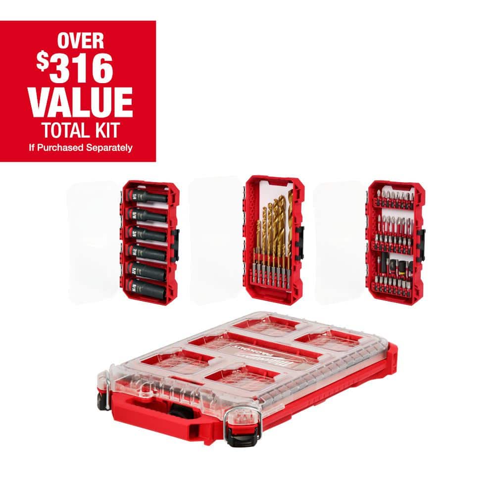 Milwaukee SHOCKWAVE Impact Duty Alloy Steel Screw Driver Bit Set with PACKOUT Case (60-Piece)