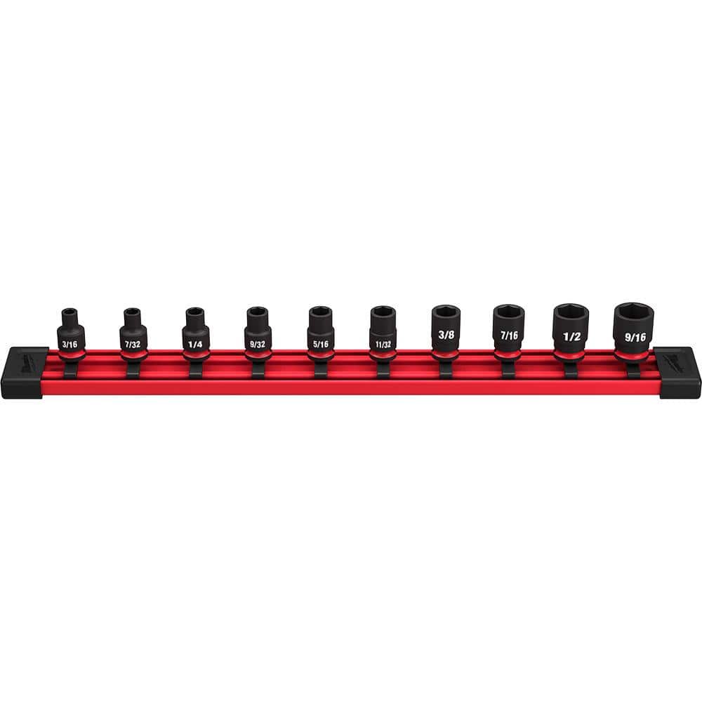Milwaukee SHOCKWAVE 1/4 in. Drive SAE 6 Point Impact Socket Set (10-Piece)