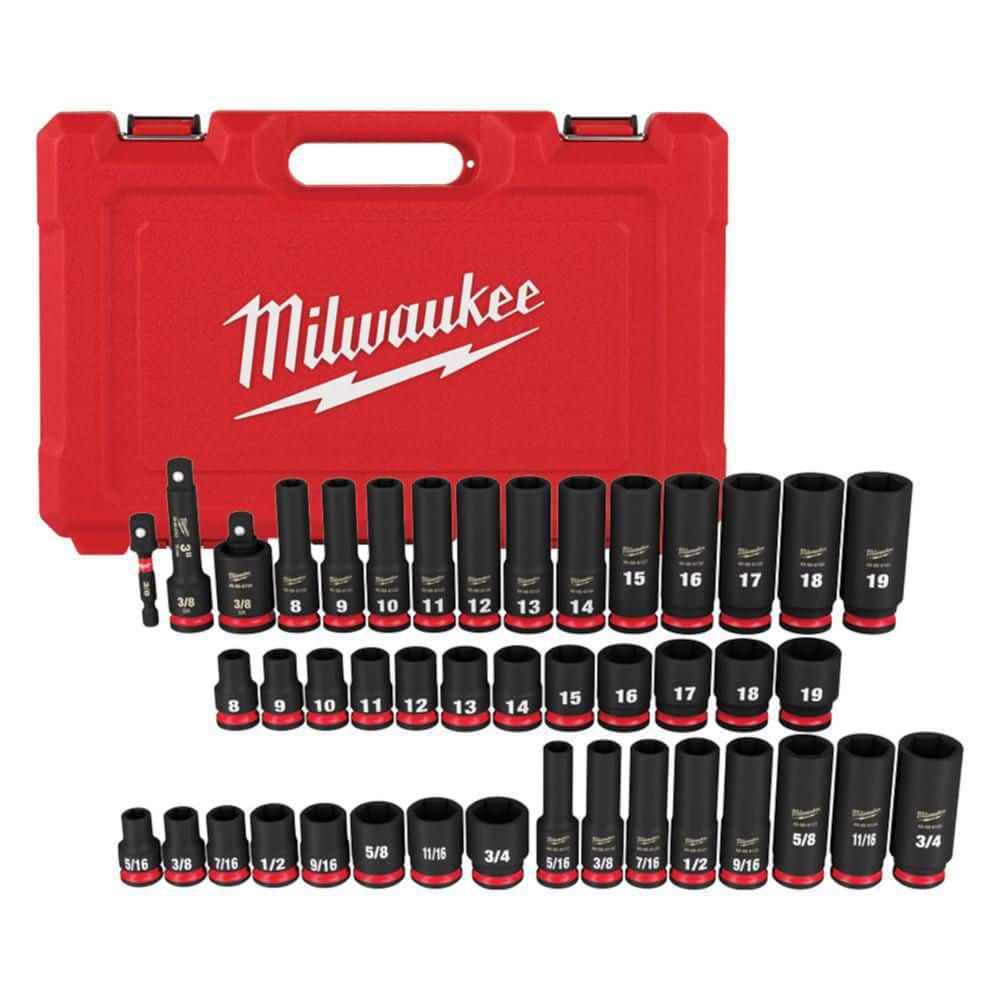 Milwaukee SHOCKWAVE 3/8 in. Drive SAE and Metric 6 Point Impact Socket Set (43-Piece)