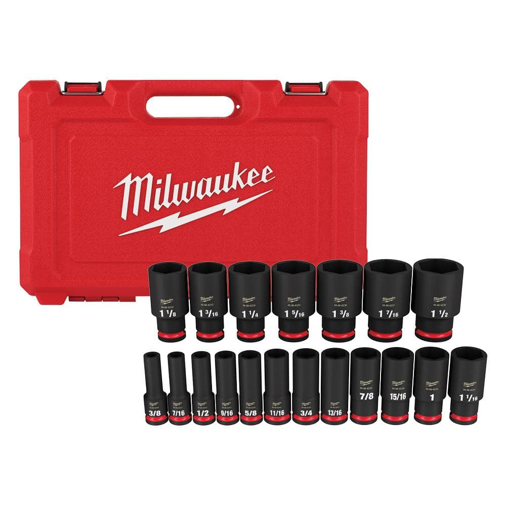 Milwaukee SHOCKWAVE 1/2 in. Drive SAE 6 Point Impact Socket Set (19-Piece)