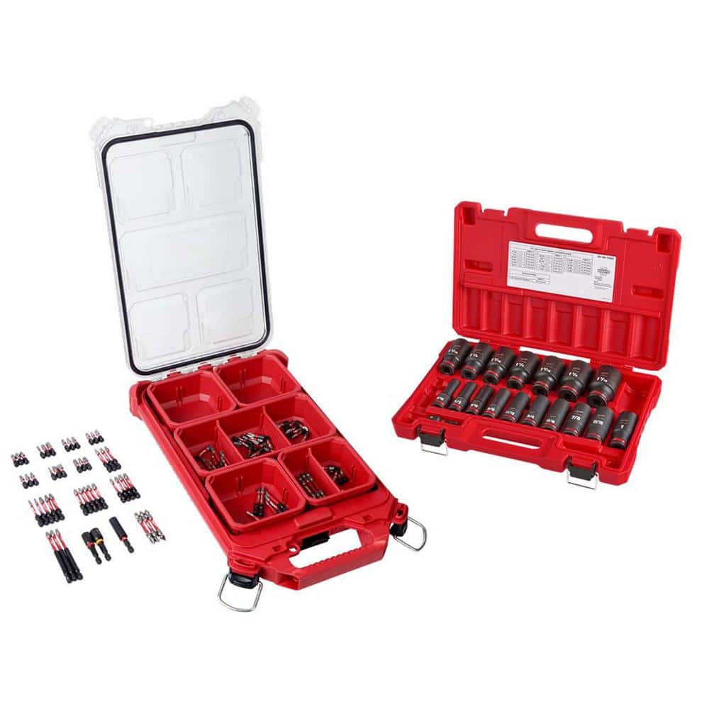 Milwaukee SHOCKWAVE 1/2 in. Drive SAE Deep Well Impact Socket Set & Screw Driver Bit Set W/PACKOUT Case (118-Piece)