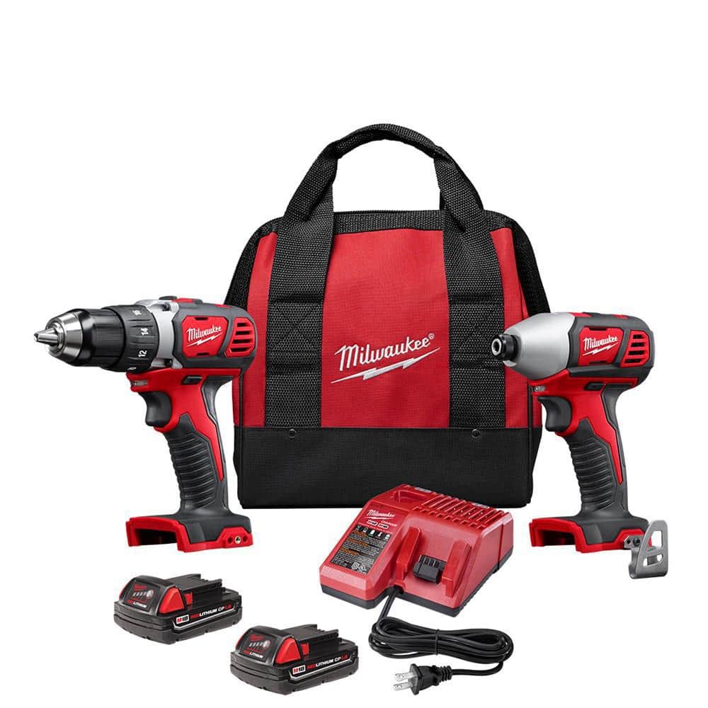 Milwaukee M18 18V Lithium-Ion Cordless Drill Driver/Impact Driver Combo Kit (2-Tool) W/ Two 1.5Ah Batteries, Charger Tool Bag
