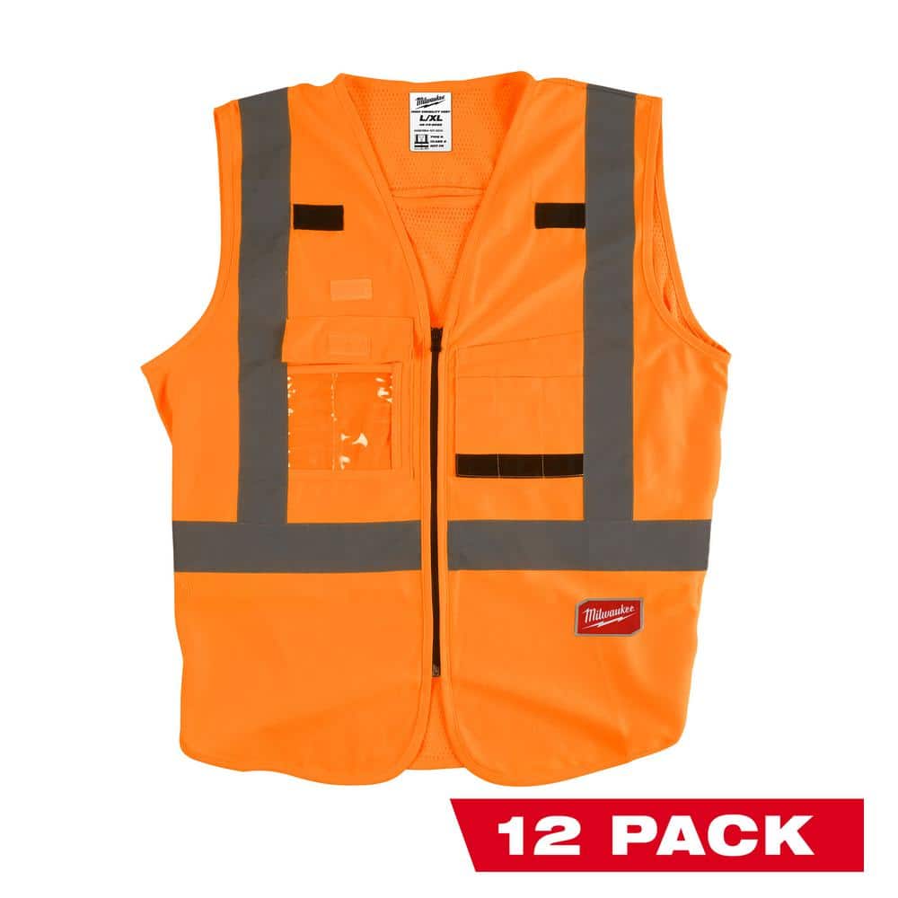 Milwaukee Small/Medium Orange Class 2 High Visibility Safety Vest with 10 Pockets (12-Pack)