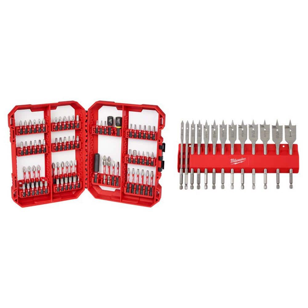 Milwaukee Shockwave Impact-Duty Alloy Steel Drill and Screw Driver Bit Set with High Speed Wood Spade Bit Set (87-Piece)