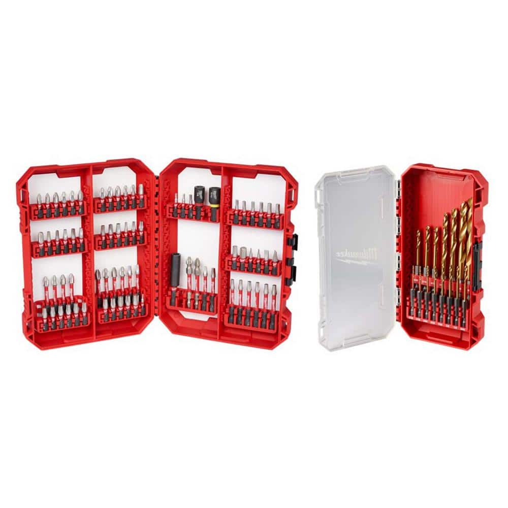 Milwaukee Shockwave Impact Duty Alloy Steel Screw Driver Bit Set with Titanium Drill Bit Set with Packout Case (89-Piece)