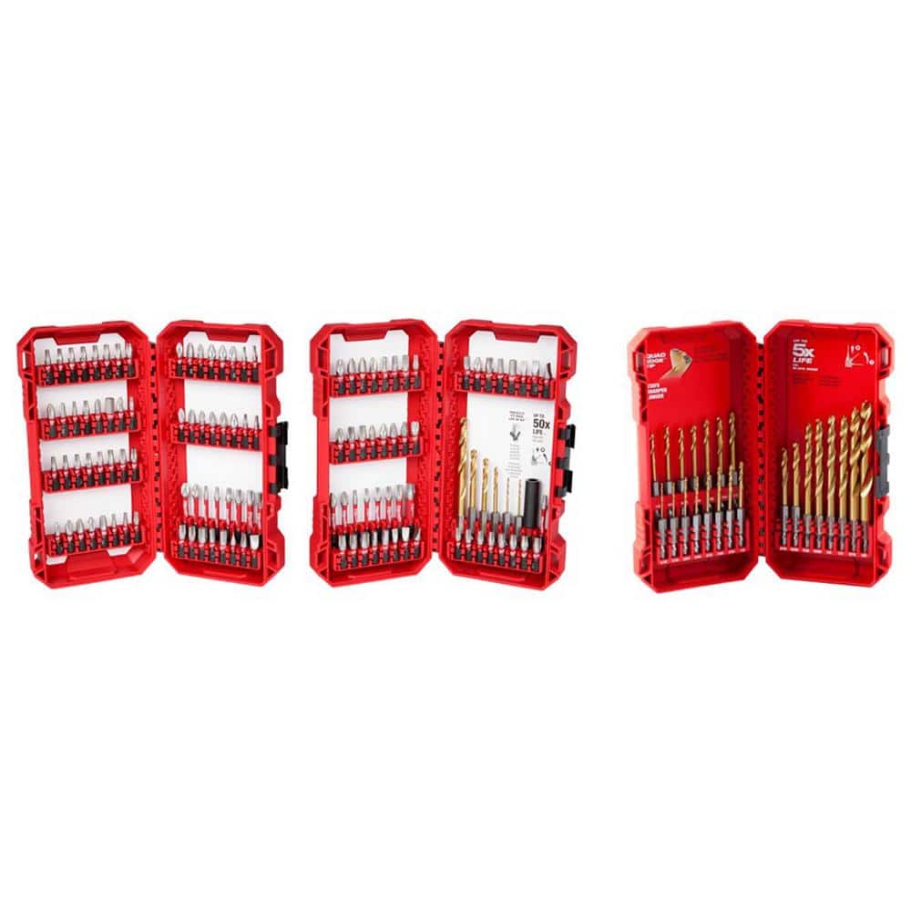 Milwaukee Shockwave Impact Duty Alloy Steel Screw Driver Bit Set with Titanium Drill Bit Set (143-Piece)