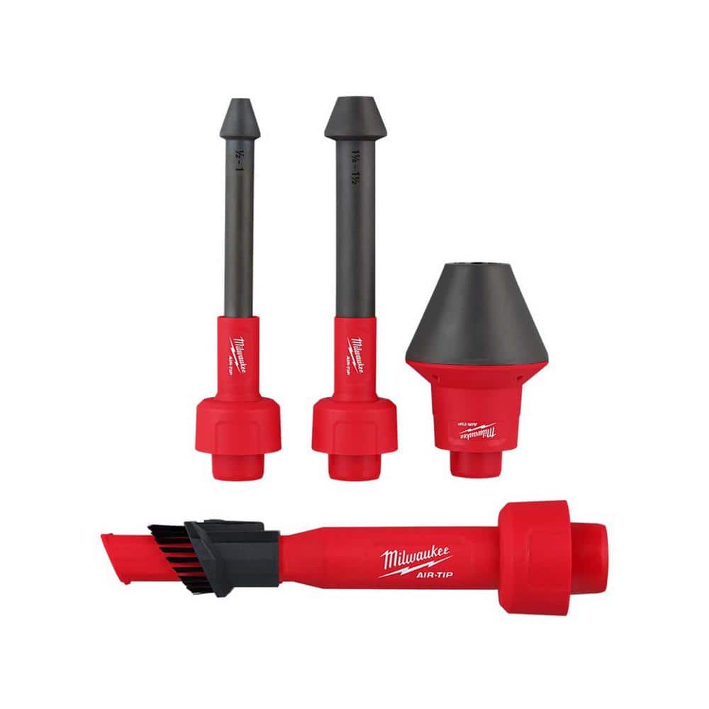 Milwaukee AIR-TIP 1-1/4 in. - 2-1/2 in. Conduit Line Puller Attachment and 2-IN-1 Utility Brush For Wet/Dry Shop Vacuums (4-Piece)