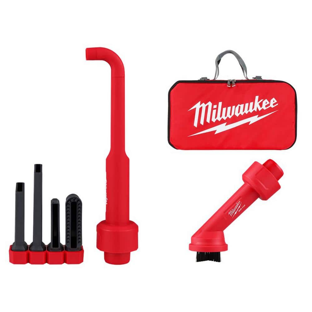 Milwaukee AIR-TIP 1-1/4 in. - 2-1/2 in. 4-In-1 Right Angle Tool and Brush Wet/Dry Shop Vacuum Attachment with Bag (5-Piece)