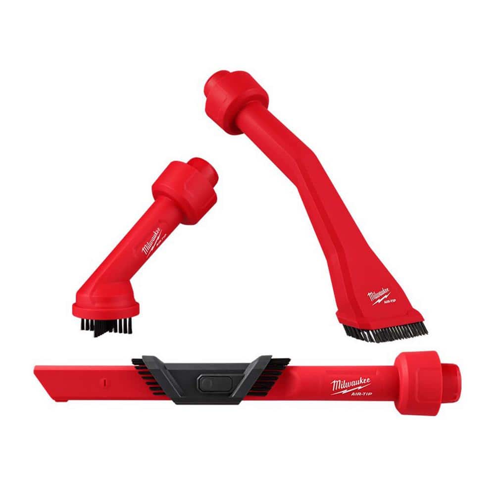 Milwaukee AIR-TIP 1-1/4 in. - 2-1/2 in. Cross Brush Tool, 3-IN-1 Crevice and Brush Tool, and Claw Utility Nozzle w/Brushes