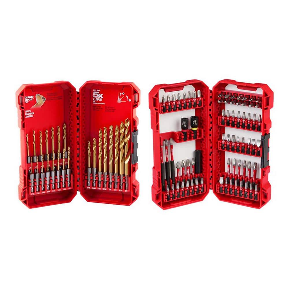 Milwaukee SHOCKWAVE Impact Duty Titanium Twist Drill Bit Set with SHOCKWAVE Impact Duty Alloy Steel Screw Driver Bit Set(93-Piece)