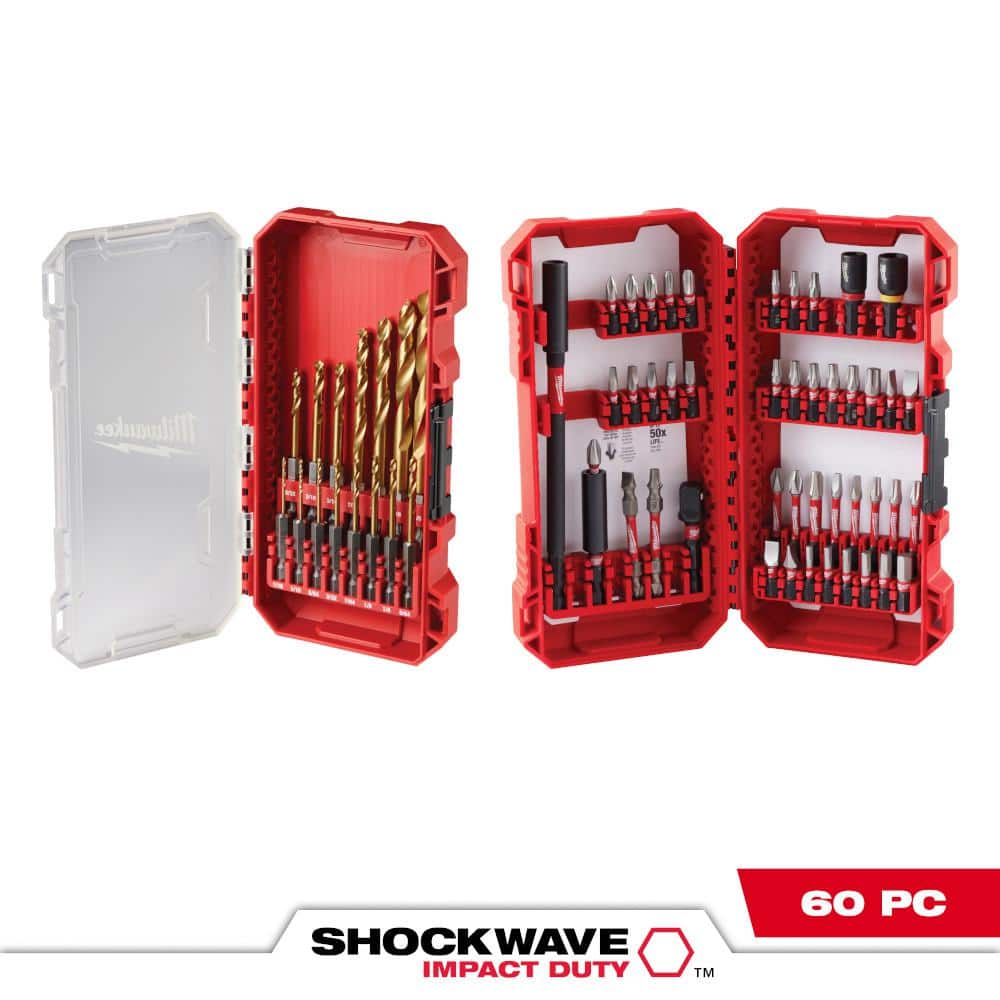 Milwaukee SHOCKWAVE Impact-Duty Titanium Drill Bit Set with SHOCKWAVE Screw Driver Bit Set (60-Piece)