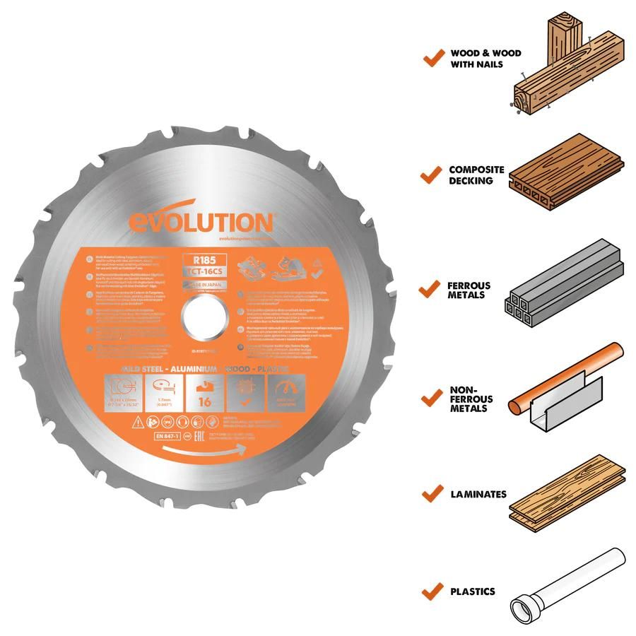 Evolution 7.25" Multi-Material TCT Blade for Circular Saw RAGEBLADE - Image 2