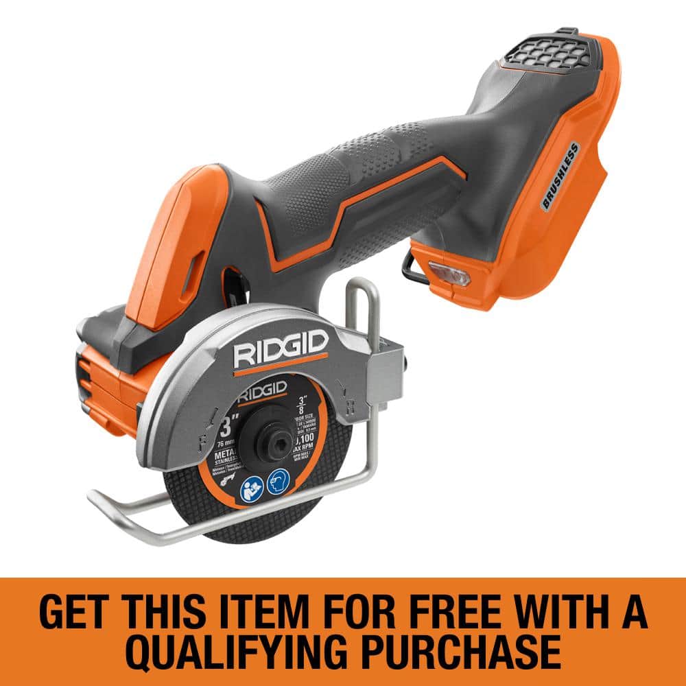 RIDGID 18V SubCompact Brushless Cordless 3 in. Multi-Material Saw (Tool Only) with (3) Cutting Wheels