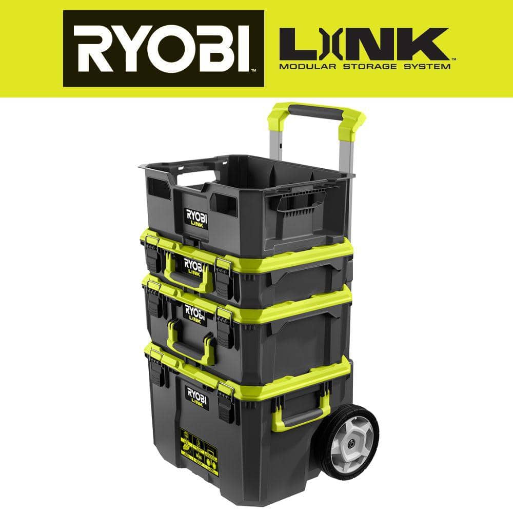 RYOBI 22.2 in. LINK Rolling Tool Box with Medium Tool Box, Standard Tool Box, and Tool Crate