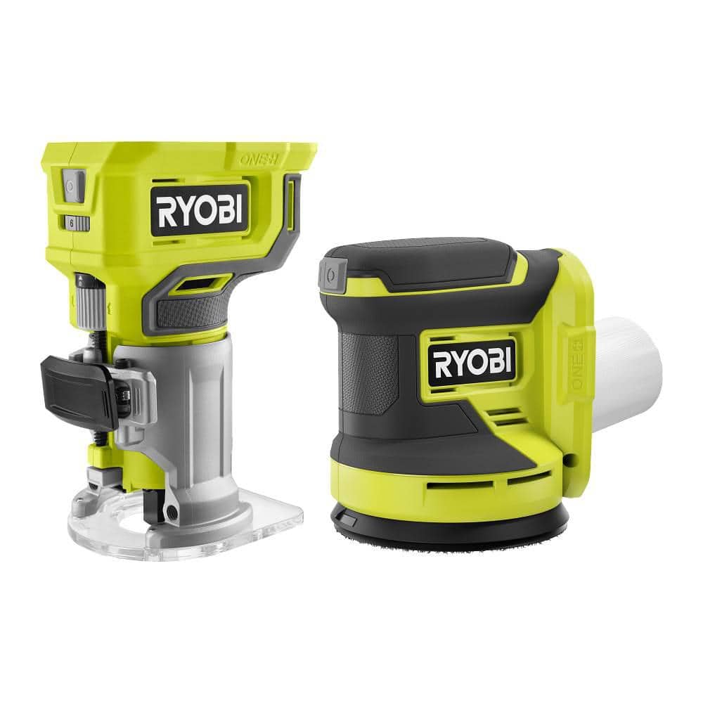 RYOBI ONE+ 18V Cordless 2-Tool Combo Kit with Compact Fixed Base Router and 5 in. Random Orbit Sander (Tools Only)