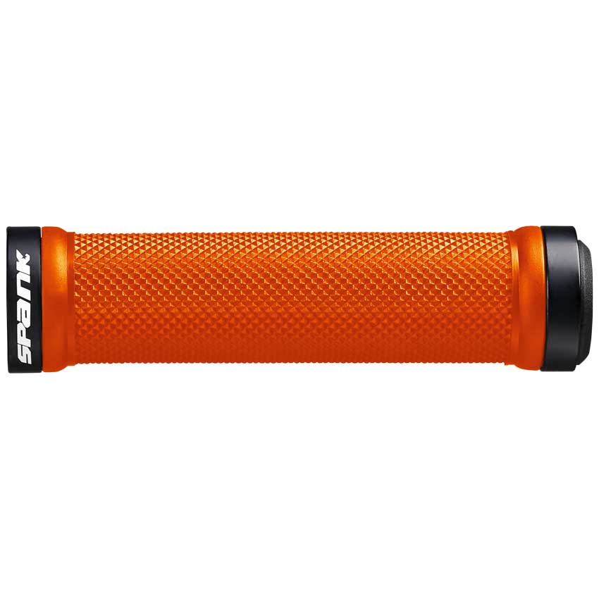 Spank SPOON Grips - 130mm Orange | Double Locking Alloy Rings | Handlebar Grips