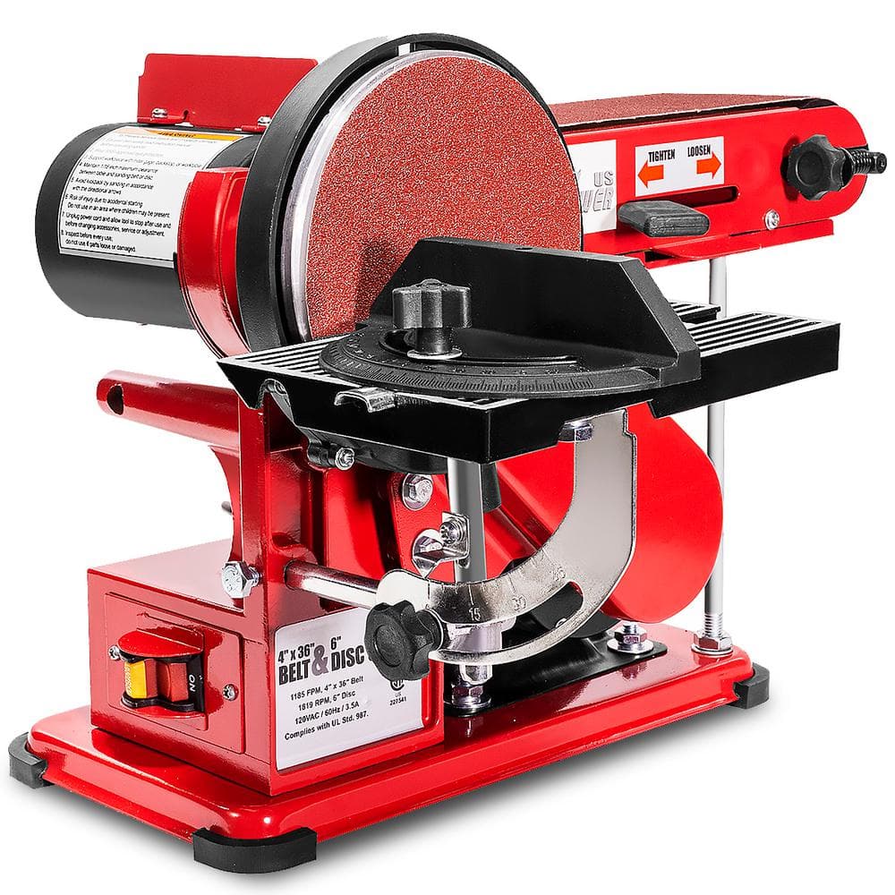 XtremepowerUS 4 in. x 36 in. 2-in-1 Disc and Belt Corded Sander Benchtop Sanding Station with Adjustable Tilt and Dust Port