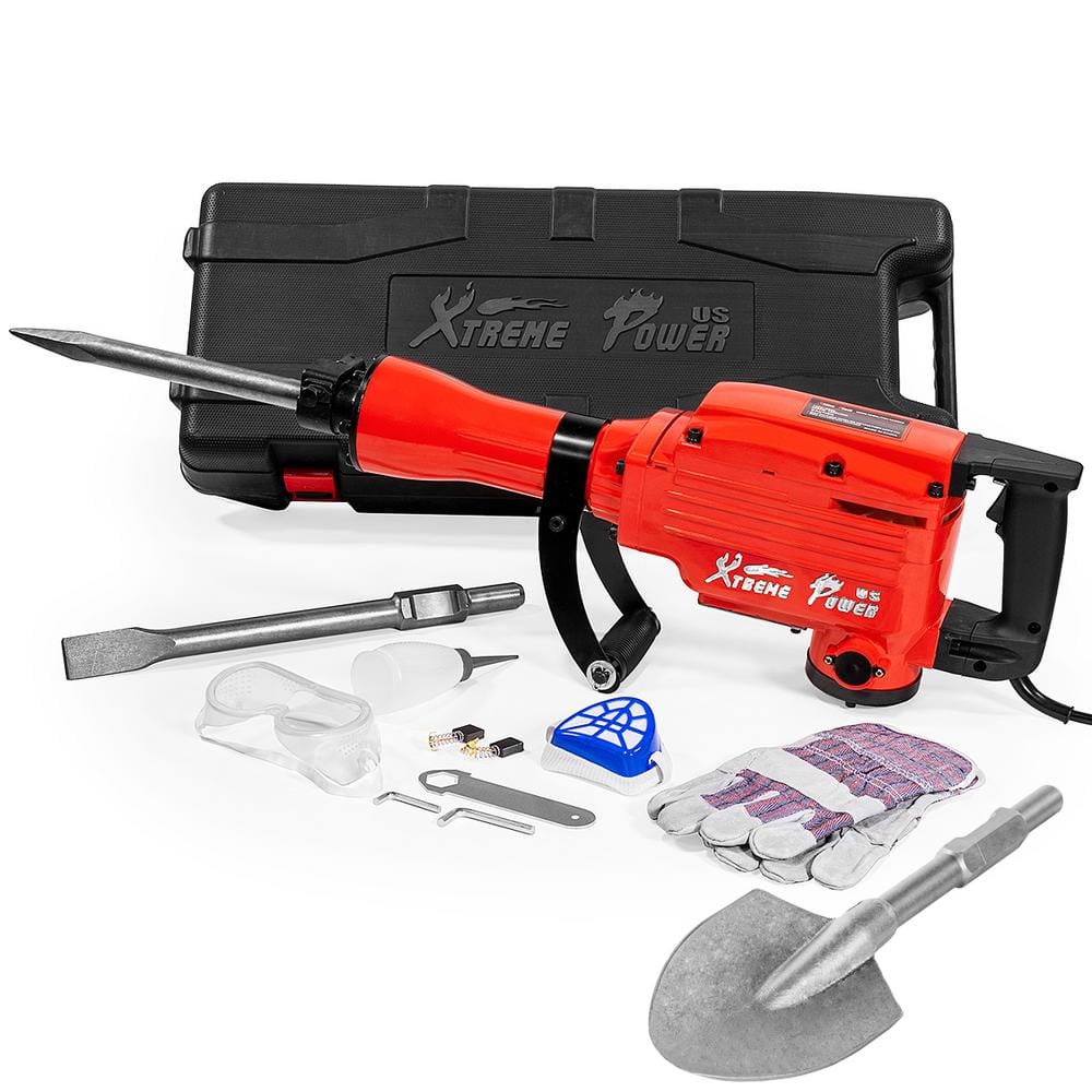 XtremepowerUS 27 in. 2200-Watt Electric Demolition Jack Hammer Concrete Breaker Kit with Rubberized Handle