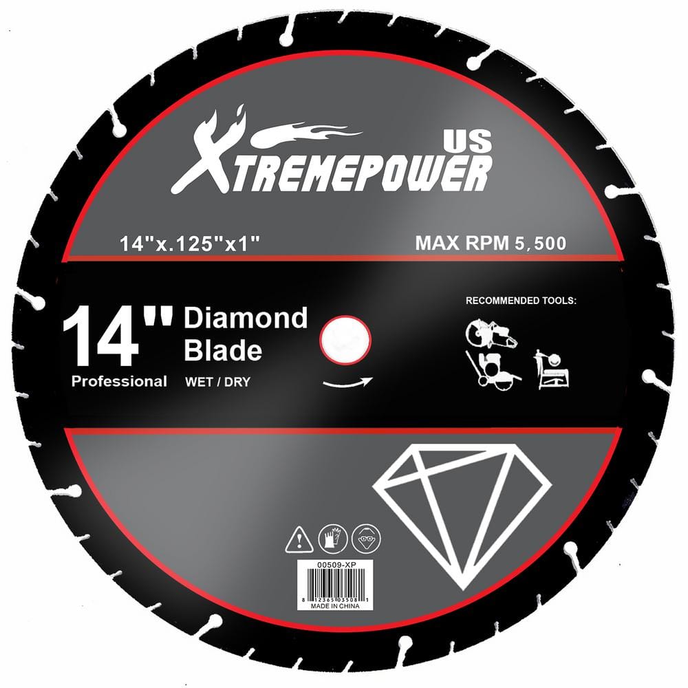 XtremepowerUS 14 in. x 0.125 in. x 1 in. Diamond Metal Steel Cut Off Saw Blade Wheel Abrasive